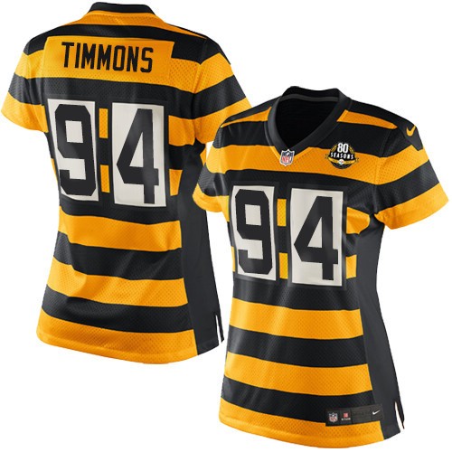 Women's Elite Lawrence Timmons 80th Anniversary Nike Jersey Gold/Black Alternate - #94 Throwback NFL Pittsburgh Steelers